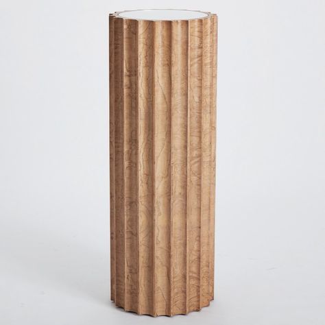 Global Views Reflective Column Pedestal Plant Stand Wood Column, Round Column, Reclaimed Wood Benches, Cerused Oak, Wood Shingles, Global Views, Pedestal Table, Wood Light, Wood Surface