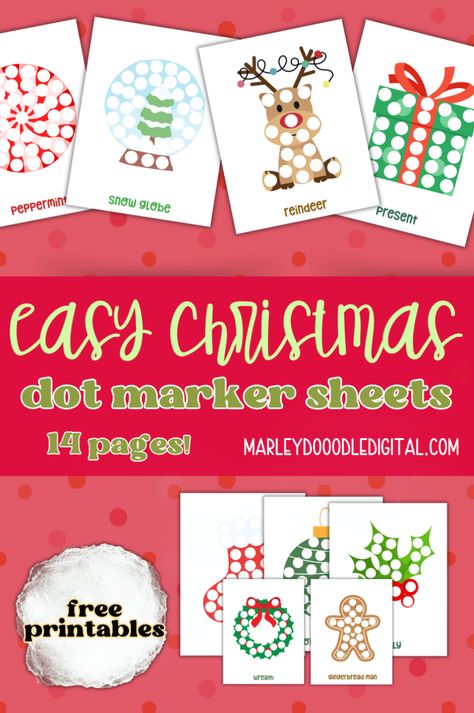 Keep your kids engaged during the holidays with these 14 free printable Christmas dot marker sheets! Featuring festive designs like Santa, a reindeer, and candy canes, these printables are perfect for toddlers, preschoolers, and kindergartners. Fun, mess-free, and easy to print—download your free Christmas dot marker sheets today and enjoy some holiday crafting fun! Winter Dot Marker Printables Free, Christmas Do A Dot Printables Free, Christmas Dot Painting Free Printables, Christmas Dot Art Free Printable, Dot To Dot Printables For Kids Free, Free Printables Christmas, Dot Marker Printables, Kids Christmas Coloring Pages, Reindeer Candy