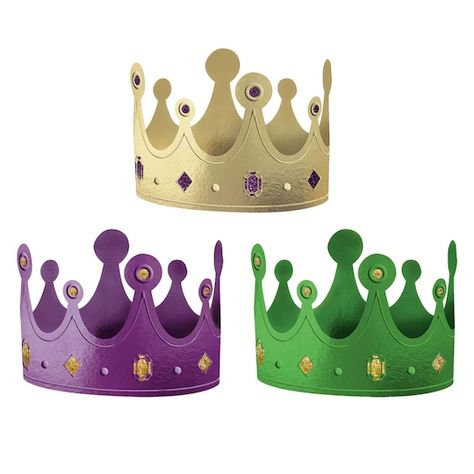 Find Mardi Gras Crowns at Michaels. com. Show everyone who the king of the party is with these multi-colored, foil and glitter Mardi Gras crowns. Show everyone who the king of the party is with these multi-colored, foil and glitter Mardi Gras crowns. Great things come in threes! Pick your color, purple, gold or green and let these bejeweled crowns do the rest. Sporting both glitter and foil these crowns make a statement at any Mardi Gras party. 12 per pack means you’ll have enough for your whole Mardi Gras Crown, Mardi Gras Party Decorations, New Orleans Party, Mardi Gras Centerpieces, Holiday Throw Pillow, Glitter Crown, Paper Crowns, Mardi Gras Decorations, Mardi Gras Party