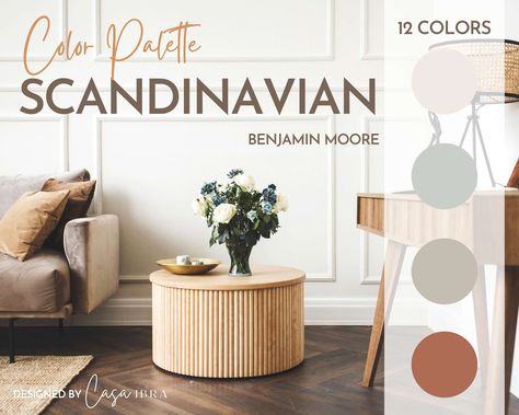 "Choosing paint is really difficult. Thousands of colors confuse us. Scandinavian Color Palette has been prepared for you by a professional and experienced architect. I am İbrahim, an experienced and licensed architect. I have been freelancing for a long time and have completed more than 50 projects in 18 countries. I have prepared the ''Scandinavian Paint Color Palette'' for you to help you have unique designs. This product is to provide you with color consultation for the interior of your home Scandinavian Paint Colors, Scandinavian Color Palette, Interior Paint Palettes, Color Palette Interior Design, Sherwin Williams Color Palette, Create Color Palette, House Color Palettes, Scandinavian Color, Paint Color Palettes