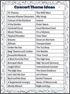 School Concert Ideas on Pinterest | 26 Pins Elementary Music Teacher Ideas, Music Program Ideas, Recital Themes, Concert Theme, Middle School Choir, Singing Exercises, Concert Ideas, Elementary Music Lessons, Elementary Music Education