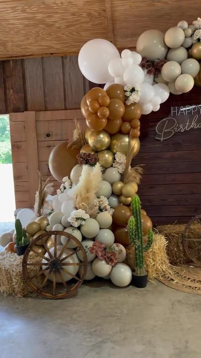 Country Birthday Decorations, Country Glam Party, Western Prom Decorations, Western Balloon Arch, Cowgirl Party Backdrop, Miami Birthday, Western Party Decorations, 63rd Birthday, Safari Birthday Party Decorations