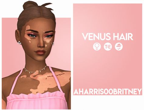 Venus Hair | aharris00britney on Patreon Sims 4 Cc Maxis Match Hair Claw Clip, Sims 4 Bun, Cc Face, Sleek Back Hair, Ts4 Hair, Cc Hair, Pelo Sims, Fka Twigs, Sims 4 Mm Cc