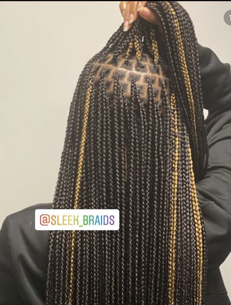 Black And Brown Small Knotless Braids, Knotless Braids W Highlights, Brown And Gold Knotless Braids, Knotless Braids With Highlights And Curls, Knotless Peak A Boo Braids Blonde, Small Knotless With Highlights, Black And Gold Peekaboo Braids, Black Knotless Braids With Highlights, Black And Blonde Box Braids Peek A Boo