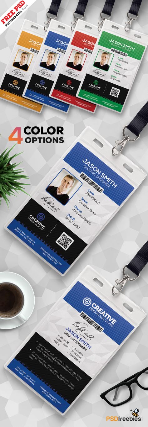 Office ID Card Design PSD Set Media Card Design, Pvc Card Design, Staff Id Card Design, Event Badge Design, Event Entry, Edgy Fonts, Identity Card Design, Id Card Design, Employee Id Card