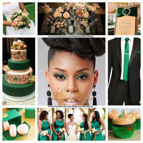 Nigerian Wedding Colors, Wedding Colors Emerald Green, Peach White Wedding, Wedding Colors Emerald, Wedding Yellow, African Bride, Damask Wedding, African American Weddings, Wedding Color Scheme