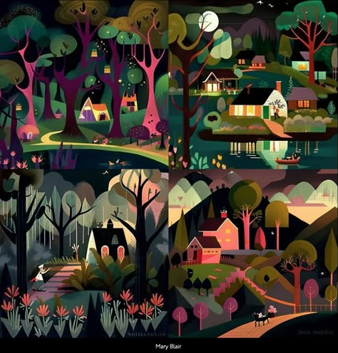 Mary Blair Illustration, Mary Blair Art, Modern Art Styles, Mary Blair, Mid Century Illustration, Disney Concept Art, Artistic Installation, Fantasy Aesthetic, Animation Background