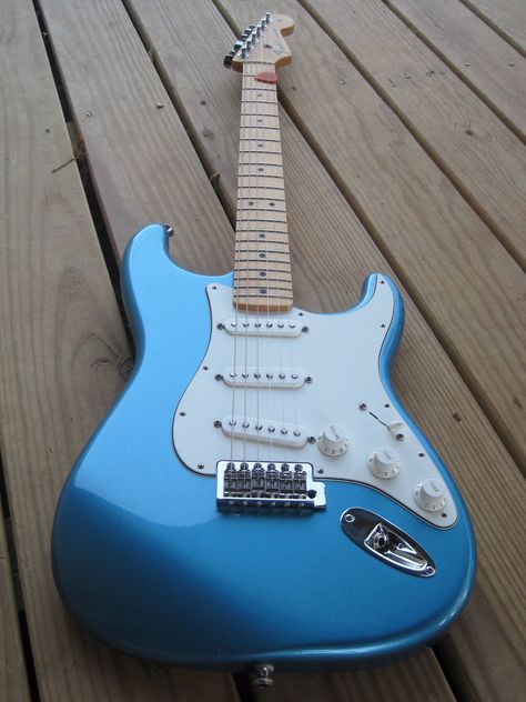 Fender Standard Stratocaster in Lake Placid blue with maple neck Lake Placid Blue Stratocaster, Musical Instruments Aesthetic, Blue Stratocaster, Fender Stratocaster Blue, Instruments Aesthetic, Red Stratocaster, Fender Squier Stratocaster, White Stratocaster, Squier Stratocaster