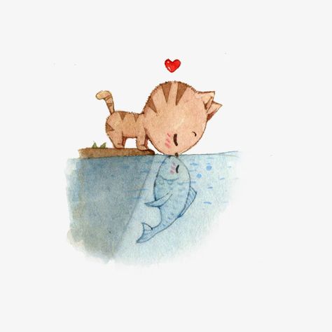 Illustration Mignonne, Art Mignon, Image Chat, 수채화 그림, Art Et Illustration, Cats Illustration, Arte Animal, Art And Illustration, Cat Illustration