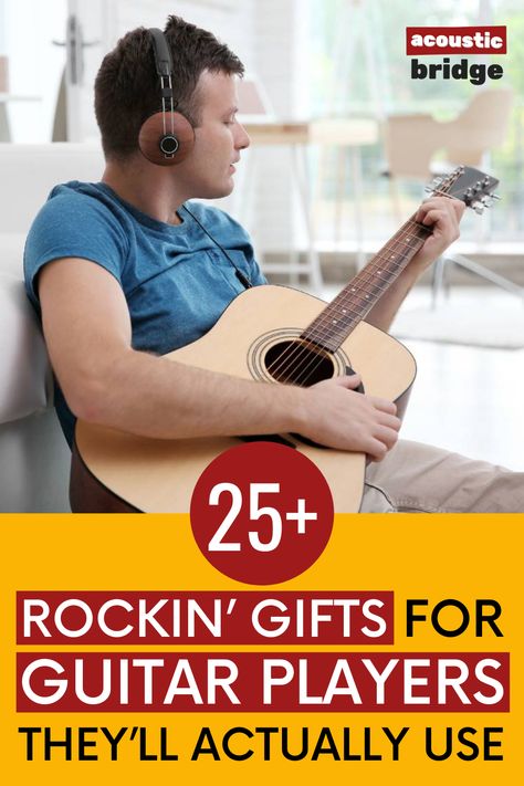 So you need a gift for a guitar player? Don't get them some stupid guitar tie. Get them something they'll actually love. Check out our list for ideas. Blue Electric Guitar, Electric Guitar And Amp, Guitar Bag, Guitar Tuners, Guitar Gifts, Rock Songs, Guitar For Beginners, Guitar Accessories, Unique Book