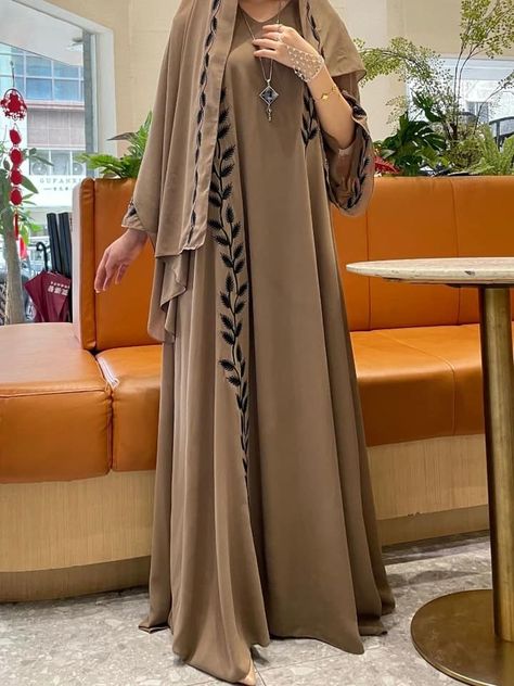 https://s.click.aliexpress.com/e/_EJNkRuP Kaftan Abaya, Muslim Dress, Dress Woman, Pattern Embroidery, Plant Pattern, Khaki Dress, Elegant Party, Long Sleeve Maxi, Embroidery Dress