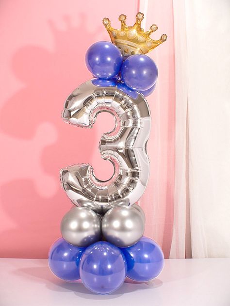 Ballons Number Decoration, Number 3 Birthday Decoration, Balloon Number Display, Number 4 Balloon, Party Balloons Diy, Balloon Garland Diy, Balloon Crafts, Balloon Stands, Diy Balloon Decorations