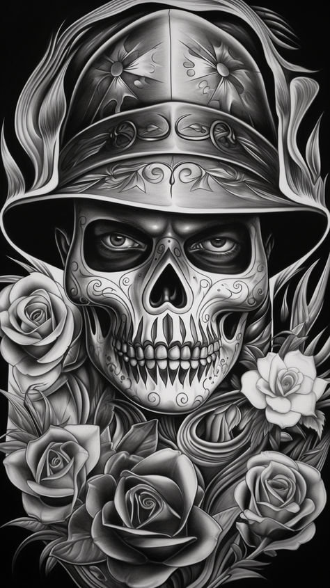 A gallery showcasing diverse Chicano art pieces. Chicano Art Movement, Lowrider Arte, Candy Skull Tattoo, Skull Coloring, Skull Coloring Pages, Lowrider Art, Candy Skulls, Chicano Art, Grayscale Coloring