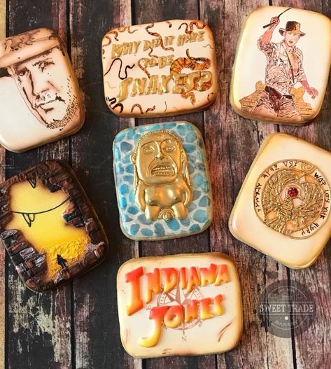 Indiana Jones cookie Indiana Jones Party Food, Indiana Jones Cookies, Indiana Jones Birthday Party Decor, Indiana Jones Decorated Cookies, Indiana Jones Birthday, Indiana Jones Birthday Invitations, Indiana Jones Party, Indiana Jones, Birthday Cookies