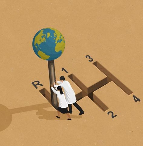 the scientists are trying to push global warming into reverse Satirical Illustrations, Earth Hour, Meaningful Pictures, 광고 디자인, Conceptual Illustration, Good Cause, Environmental Art, Editorial Illustration, Conceptual Art