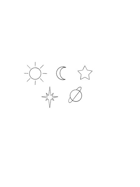 Minimal Tattoos For Best Friends, Sea Inspired Tattoos Simple, Space Tattoos Small Simple, Dainty Tats, Celestial Tattoos, Elsword Anime, Space Doodles, Celestial Tattoo, Minimal Tattoos