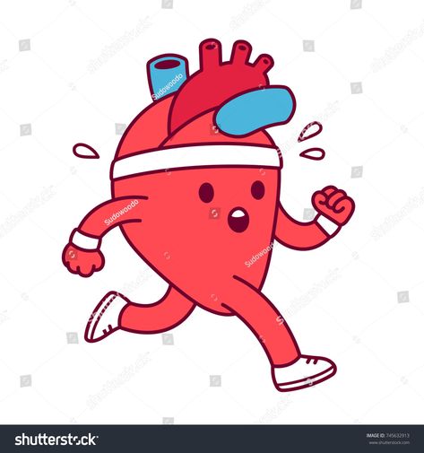 Cartoon healthy heart exercising, vector illustration. Cute heart character in sweatband and running shoes jogging and sweating. #Ad , #SPONSORED, #exercising#vector#illustration#Cartoon Vision Board Project, Heart Character, Human Body Projects, Running Illustration, World Heart Day, Anatomy Sculpture, Wedding Logo Design, Cartoon Heart, Illustration Cute