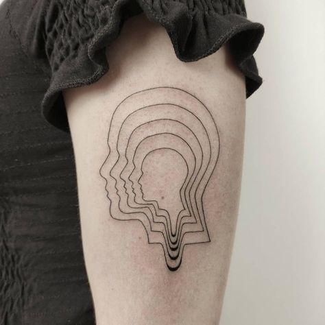 Tame Impala Tattoo, Impala Tattoo, Trippy Tattoo Ideas, Perspective Tattoos, Inside Finger Tattoos, Trippy Tattoo, Cute Cat Tattoo, Circle Tattoos, Shape Tattoo