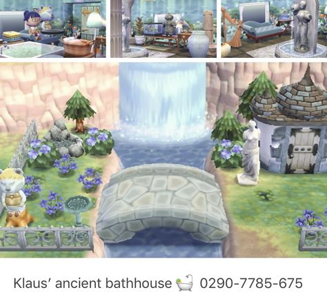 Bath House, Animal Crossing, Table Decorations, Outdoor Decor, Animals, Furniture, Home Decor, Home Décor