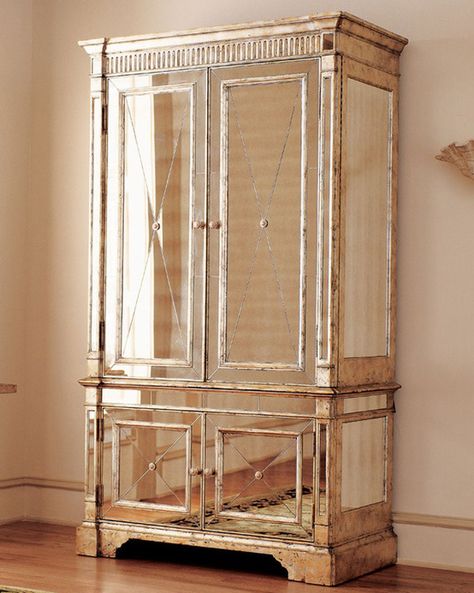 Great wardrobe...SO LOVE THIS! Antique China Cabinet, Mirror Furniture, Mirrored Armoire, Condo Interior Design, Glamorous Decor, Condo Interior, Styl Glamour, Mirrored Furniture, Classic Decor