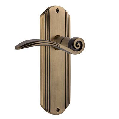 Nostalgic Warehouse Swan Privacy Door Lever with Deco Long Plate Backset: 2-3/8", Finish: Antique Brass Privacy Bed, Classic Doors, Gentlemans Club, Privacy Door, Hall Closet, Door Lever, Residential Doors, Lock Style, Antique Brass Hardware