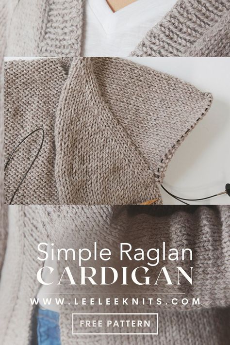 Simple Raglan Cardigan Knitting Pattern - Leelee Knits Knitting Styles, Seamless Knitting Patterns, Raglan Cardigan, Easy Sweater Knitting Patterns, Yarn Clothes, Cardigan Sweater Pattern, Ladies Cardigan Knitting Patterns, Fishermans Rib, Raglan Knit