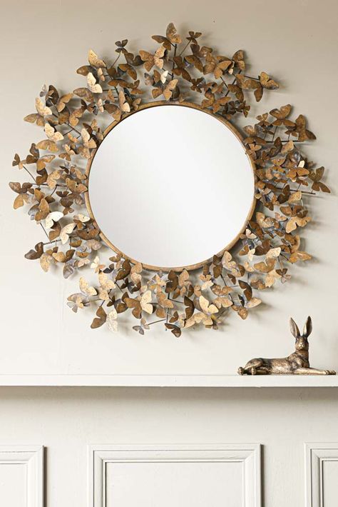 Unusual Mirrors, Bathroom Mirror With Shelf, Globe Wall Light, Butterfly Mirror, Old Mirrors, Gold Mirror Wall, Rockett St George, Vanity Mirrors, Unique Mirrors