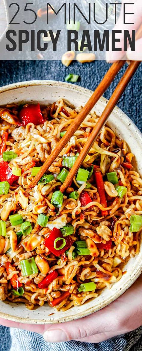 Ramen With Chicken Recipes, Spicy Chicken Ramen Recipes, Ramen Noodle Packet Recipes, 20 Min Meals, Spicy Ramen Noodle Recipes Chicken, Ramen Noodle Recipes Spicy, Spicy Ramen Noodle Recipes Easy, Dinner Recipes Ramen, Recipes Ramen Noodles