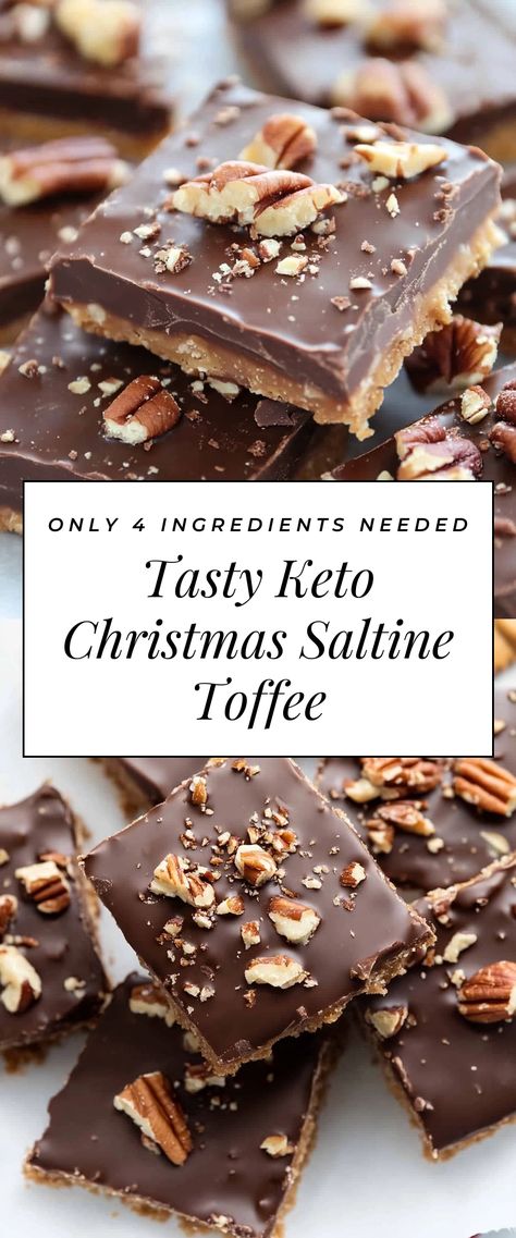 Image for Tasty Keto Christmas Saltine Toffee Keto Christmas Cracker Toffee, Keto Toffee Recipe, Christmas Cracker Toffee, Toffee Bark Recipes, Toffee Bark, Saltine Toffee, Holiday Party Appetizers, Cracker Candy, Cracker Toffee