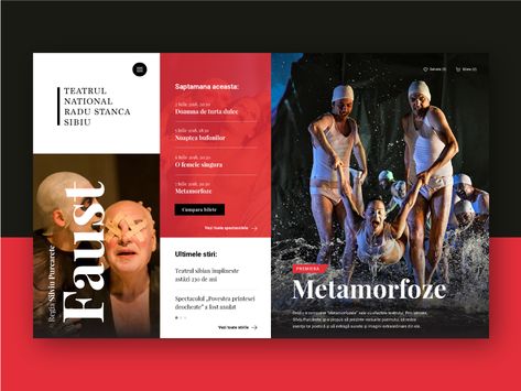 Sibiu Theater /// Day 12 Theater Website, Theatre Shows, Drama Theatre, Interesting Design, Project Inspiration, Ux Ui, Interface Design, Art Show, Design Inspo