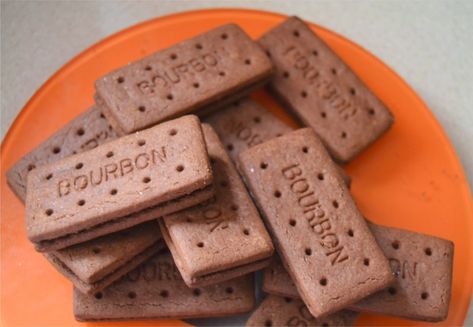 Bourbon Biscuit Bourbon Biscuit, Trinidadian Food, British Snacks, Trinidadian Recipes, Bourbon Biscuits, Bourbon Cream, Girly Facts, British Tea, Wrestling Superstars