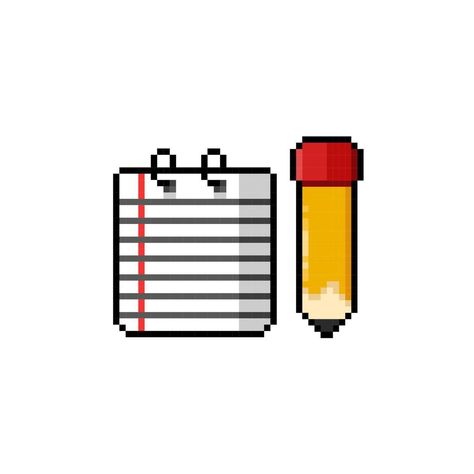 Pixel Art Pencil, Book And Pencil, Pencil Icon, 3d Pixel, Pencil And Paper, Note Book, Logo Banners, Cityscape Photos, Tattoos Ideas