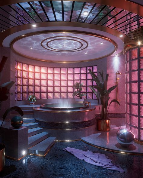 Futuristic Bathroom, 1980s Interior, 90s Interior, 80s Interior Design, 80s House, 80s Art Deco, 80s Home, 80s Interior, 80s Decor