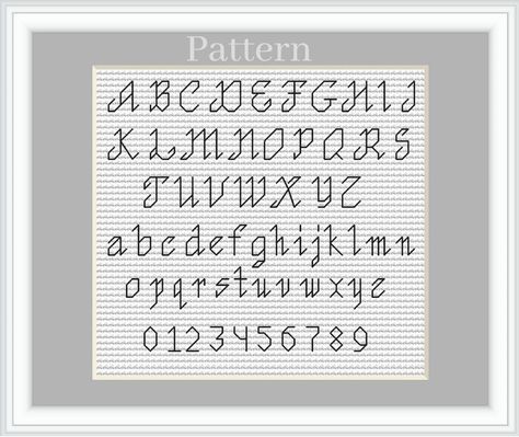 Small Cross Stitch Font, Cursive Cross Stitch Alphabet, Backstitch Alphabet, Cross Stitch Font, Cross Stitch Letter Patterns, Font Cursive, Alphabet Patterns, Cross Stitch Numbers, Free Cross Stitch Charts