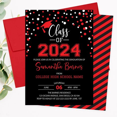 Graduation Party Invitation Ideas, Graduation Invitation Ideas, Class Reunion Invitations, Graduation Board, Graduation High School, Graduation Invitations High School, Senior Szn, Reunion Invitations, Diy Bookshelf