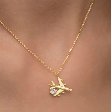 Silver  14K Gold  plated 925 silver Solitaire Aircraft  Necklace Gold, bronze, silver  Unisex necklace  With silver airplane necklaces, the precious ones are always with you... The silver solitaire airplane necklace that you and your loved ones will wear with pleasure will be one of the most meaningful gifts. Airplane woman necklace model is made of 925 sterling silver. Gold plated on silver. Gold plated silver women's necklace models keep their shine for a long time. As with all of our products Women Gold Pendant, Airplane Necklace, Necklace Model, Copper Statue, Woman Necklace, Modern Gold Jewelry, Women's Necklace, Unisex Necklace, Fancy Jewellery