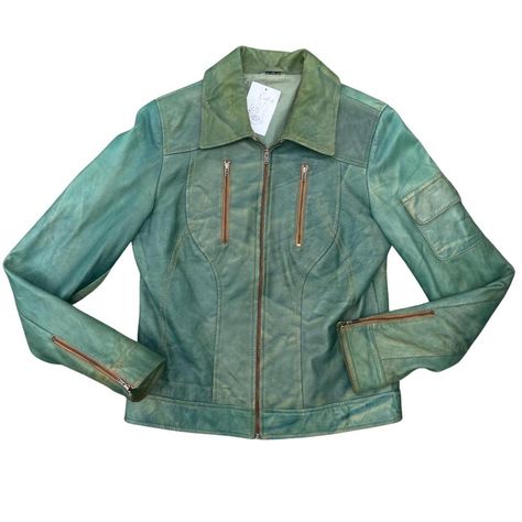 90s green leather distressed fitted biker... - Depop Fitted Biker Jacket, Leather Jacket Vintage, Summer Mood, Vintage Leather Jacket, Summer 24, 2023 Fashion, Jacket Vintage, So Cool, Vintage Lighting