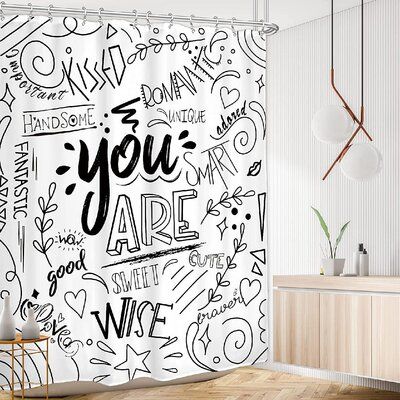 Exo Doodle, Teen Shower Curtain, Black White Shower Curtain, Funny Shower Curtains, Cool Shower Curtains, Funny Quotes For Kids, Bathroom Partitions, Bathroom Decor Sets, Baekhyun Chanyeol