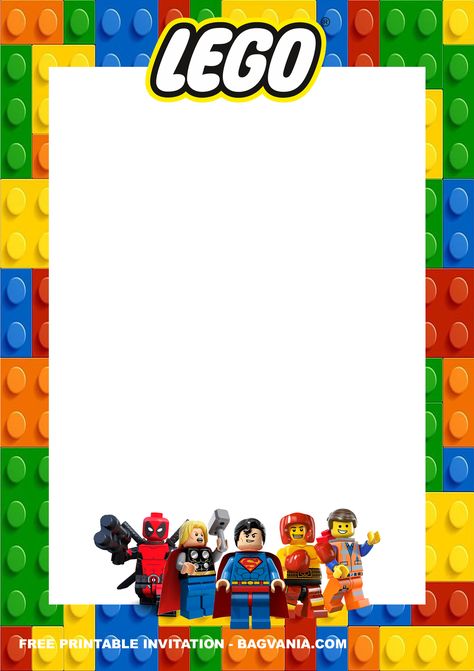 Get (FREE Printable) - Lego Superheroes Birthday Invitation Templates #free #freeinvitation2019 #birthday #disney #invitations #invitationtemplates Lego City Birthday, Lego Birthday Cards, Lego Party Invitations, Lego Birthday Invitation, Lego Movie Birthday, Lego Birthday Invitations, Deco Lego, Lego Superheroes, Superhero Birthday Party Invitations