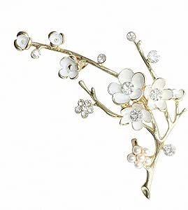 Structured Fashion, Bouquet Brooch, White Plum, Elegant Shawl, Brooch Bouquet, Brooch Bouquets, Pink Enamel, Plum Blossom, Enamel Flower