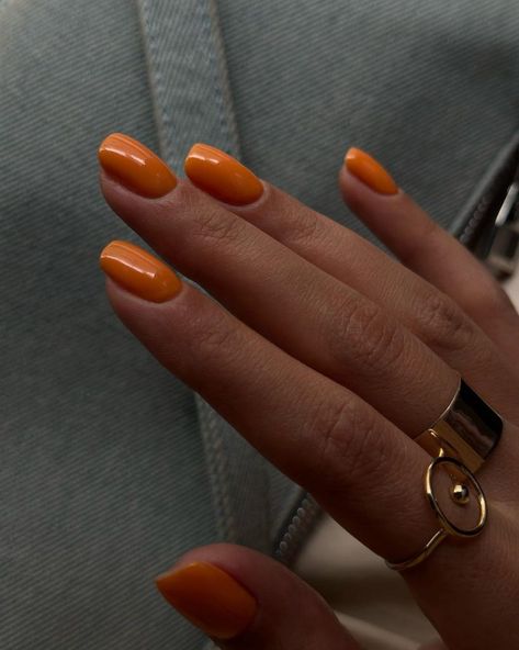 Orange Fall Nails 25 Ideas: The Ultimate Guide to Seasonal Chic Ballerina Nails Orange, Orange Nails Short, Orange Fall Nails, Essie Tart Deco, Ballerina Nails Short, Bright Orange Nails, Neon Orange Nails, Nails Orange, Orange Nail Polish