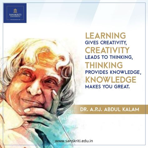 www.sanskriti.edu.in  At #SanskritiUniversity, we believe that knowledge depends on the individual’s determination and will to read & learn. Referring to the above words of wisdom by Dr. APJ Abdul Kalam, we always encourage our dear students to know that reading is one of the most important factors in knowledge and education. We should not forget that readers are leaders. At the end, remember this quote “You can never say it’s enough until you know more than enough.” Encouraging Quotes For Students, Readers Are Leaders, Dr Apj Abdul Kalam, Apj Abdul Kalam, Library Quotes, Kalam Quotes, Dear Students, History Teacher, Quotes Education