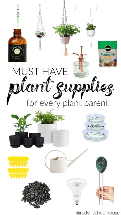 MUST HAVE Plant Supplies for Every Plant Parent - Red's Lil Schoolhouse Amazon Plant Must Haves, Girl Necessities, Houseplants Decor, Must Have Accessories, Plant Accessories, Plant Saucer, Plant Parent, Grow Lights For Plants, Hanging Plant Holder