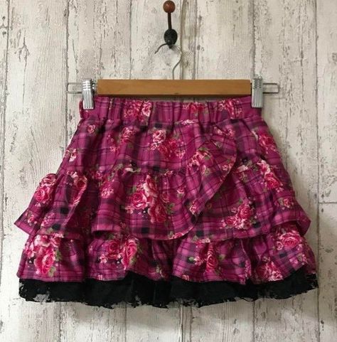 Draculaura Skirt, Pink Ruffled Tiered Mini Skirt, Pink Fairy Kei Tiered Skirt, Harajuku Style Pink Ruffled Skirt, Pink Harajuku Ruffle Skirt, Ruffled Skirt, Soft Girl, Tartan, Hot Pink