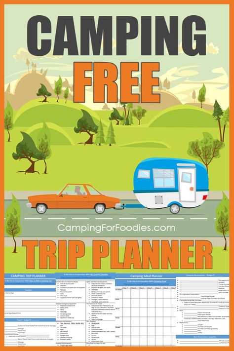 No More Stress! This simple to use FREE camping trip planner template walks you through each stage of your outing before you ever think about hitting the road! The checklists, logistic worksheet list and easy tips are great for organization making your planning fast and fun! Get more camping tips and RV hacks from CampingForFoodies. #camping #trip #planner #camp #RV #tips #hacks #CampingForFoodies #checklist #list #organization #road #freeprintable #printable #planning #simple #easy #fun #fast Trip Planner Template, Camping Meal Planner, Tent Camping Checklist, Planner Template Free, List Organization, Rv Trip Planner, Camping Gear List, Rv Camping Trips, Wagon Trails