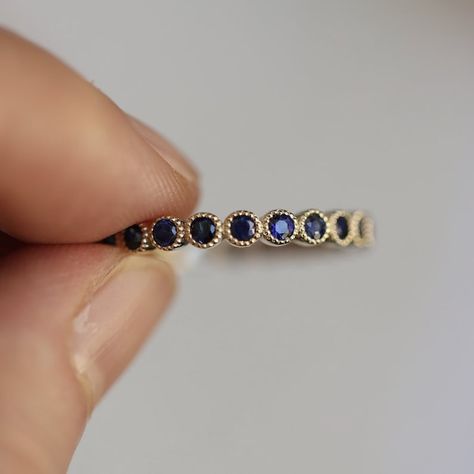 Sapphire Eternity Band Blue Sapphire Eternity Ring 14K Solid - Etsy Sapphire Eternity Band, Sapphire Eternity Ring, Diamond Signet Ring, Gold Sapphire Ring, Saphir Ring, Ring Inspo, Sapphire Band, Sapphire Rings, Ringe Gold