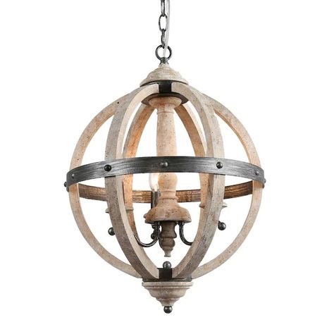 LNC Natural 3-Light Weathered Gray Farmhouse LED Chandelier in the Chandeliers department at Lowes.com Farmhouse Chandelier Lighting, Orb Chandelier, Farmhouse Chandeliers, Cage Chandelier, Kitchen Chandelier, Wooden Chandelier, Farmhouse Chandelier, Wood Chandelier, Globe Chandelier