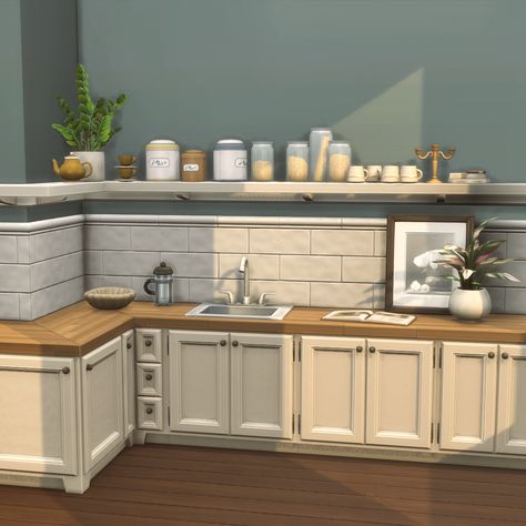 Sims 4 Maxis Match Cc Furniture Kitchen, Cottage Kitchen Sims 4, Pierisim Sims 4, Sims 4 Cozy Kitchen Cc, Pierisim Cc, Sims 4 Furniture Cc Maxis Match Kitchen, Sims 4 Maxis Match Kitchen, Sims 4 Storage Cc, Sims 4 Kitchen Cc Maxis Match