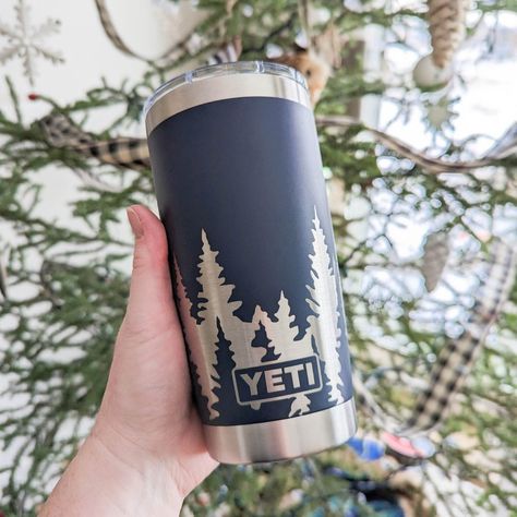 Engraved Yeti Tumbler, Camping Forest, Engraved Yeti, Mountain Tree, Yeti Tumbler, Yeti Cup, 360 Design, Engraved Tumbler, Cricut Designs