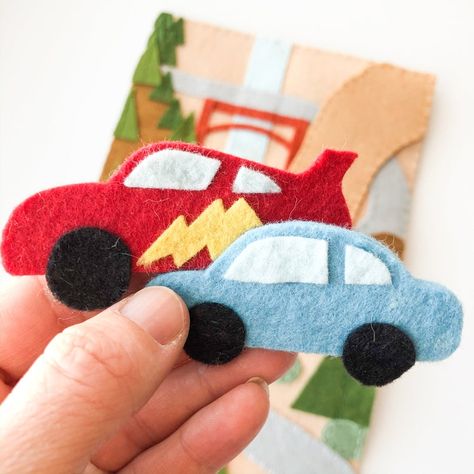 No-sew Car Figurines Felt Cars Car Toys | Etsy Felt Car Ornament, Felt Vehicles, Car Figurines, Felt Baby Toys, Felt Train, Felt Patterns Free, Felt Crafts Kids, Felt Car, Diy Toddler Toys